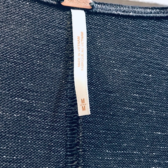 FREE PEOPLE Metallic Draped Neck Shirt Grey Size M - Picture 2 of 4